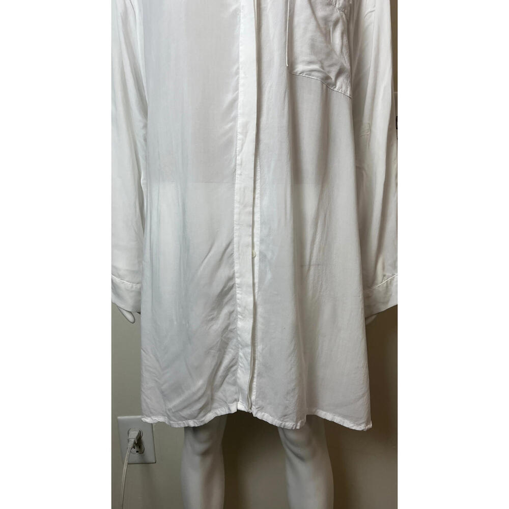 JONNY COTA OVERSIZED WHITE SHEER BUTTON UP OPERA BLOUSE SHIRT - Picture 4 of 9